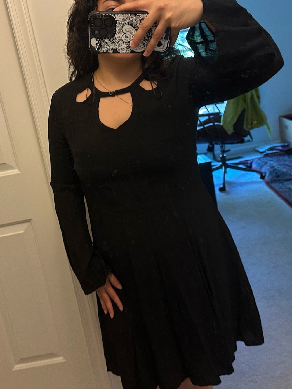 Black Mini Dress with Keyhole Cutout